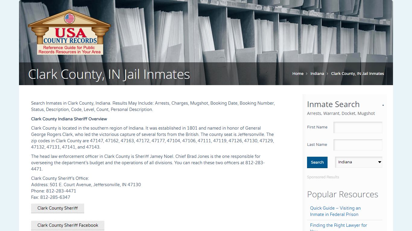 Clark County, IN Jail Inmates | Name Search - USA County Records